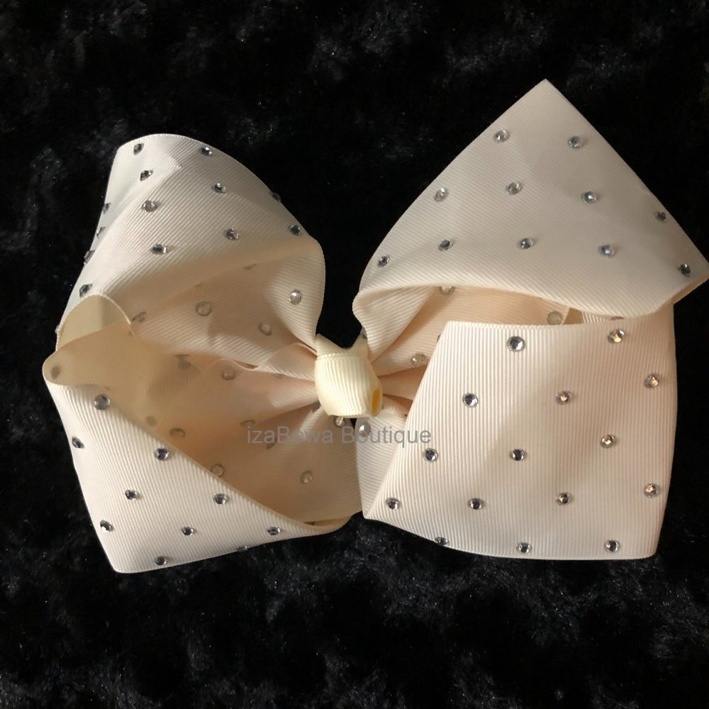 Ivory 8" Rhinestone Boutique Bow  5B1852  Handmade NWT Boutique